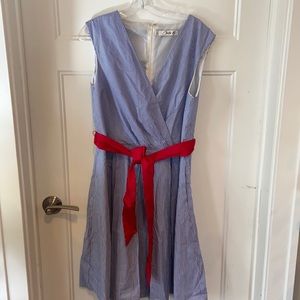 Cheetah B -Size 12- blue and white with red sash.